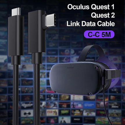 Type A VR Headset Cable for VR Quest 2 5m 90 Degree Right Angle USB 3.2 Gen1 Type-C Cable Support