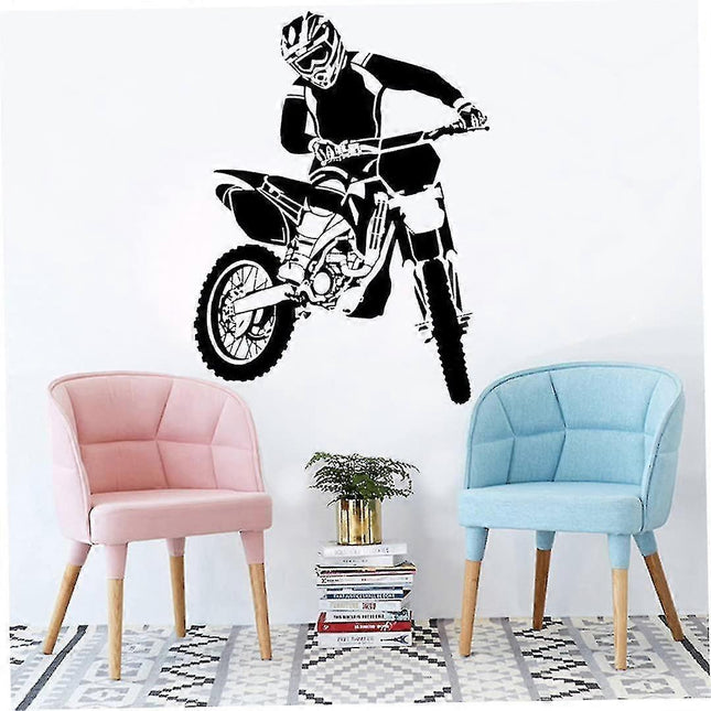 Motorbike Wall Stickers Self Adhesive Pvc Dirt Bike Wall Decal Bedroom Decor Black 58x68cm Dirt Bike Wall – product detail
