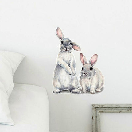 30*40cm Typography Wall Sticker Two Cute Rabbits babies Room
