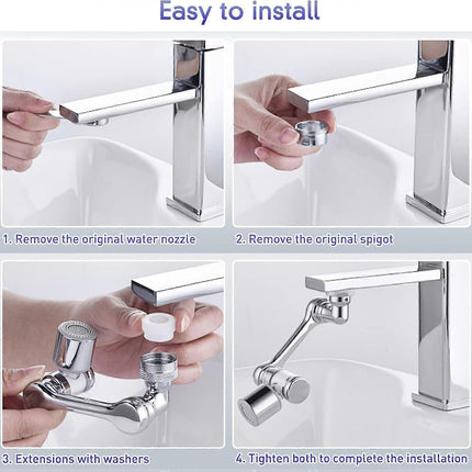 1080 Swivel Extension Faucet Multifunctional Faucet Jet Regulator Swivel Faucet Extension with Aerator 2 Modes Faucet Adapter with Universal Brass Aer