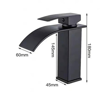 Bathroom Faucet,Sink Faucet with Cold & Hot Water Available,Modern Waterfall Design Sink Faucet,Durable Black Copper Valve Body Design