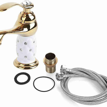 Basin Mixer Tap with Other Accessories Solid Brass Bathroom Sink Faucet Modern Design Chrome Lacquered Copper Bathroom Faucets (Gold)
