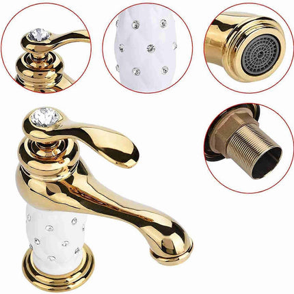Basin Mixer Tap with Other Accessories Solid Brass Bathroom Sink Faucet Modern Design Chrome Lacquered Copper Bathroom Faucets (Gold)