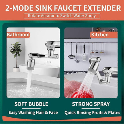 Swivel Faucet-Extender Sink-Aerator - 2 Mode Splash Water Filter Extension, Kitchen Bathroom 360 Rotatable Spray Attachment, Multifunctional Universal
