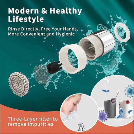 Swivel Faucet-Extender Sink-Aerator - 2 Mode Splash Water Filter Extension, Kitchen Bathroom 360 Rotatable Spray Attachment, Multifunctional Universal