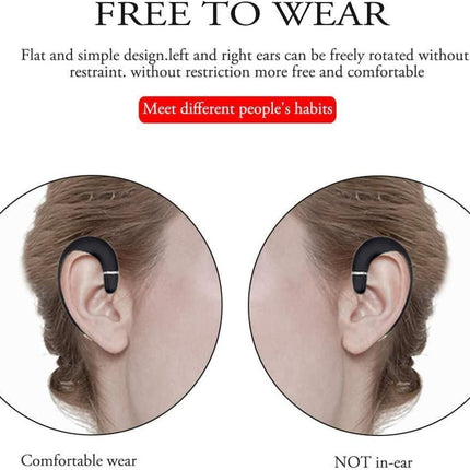 Ear Hook Wireless Headphone - Non Ear Plug - Noise Cancelling Single Ear Headset with Case