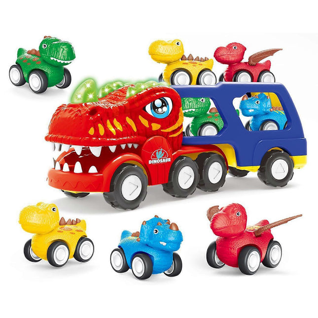 Multicolor Dinosaur Truck with 4 Pull Back Dinosaurs V1263-JX-3286