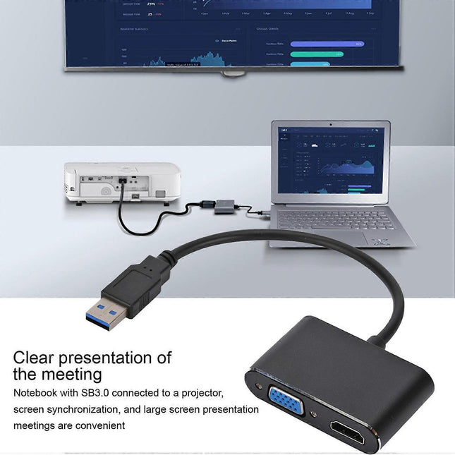 USB-C to HDMI/VGA Dual Monitor Adapter Plug & Play – product detail