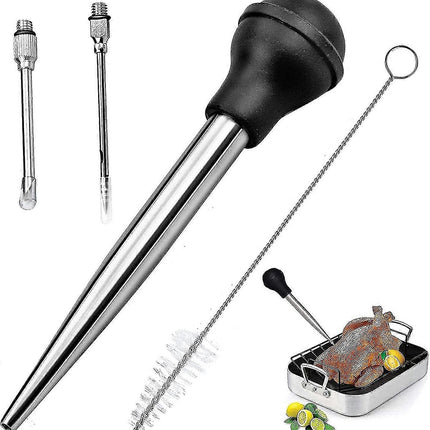 4pcs Stainless Steel Turkey Baster Syringe for Cooking