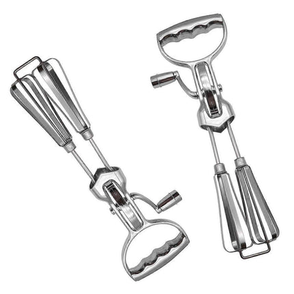 Handheld Double-Head Rotary Whisk - Stainless Steel Hand Whip