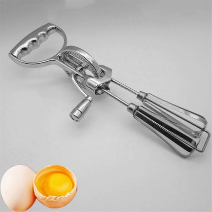 Handheld Double-Head Rotary Whisk - Stainless Steel Hand Whip