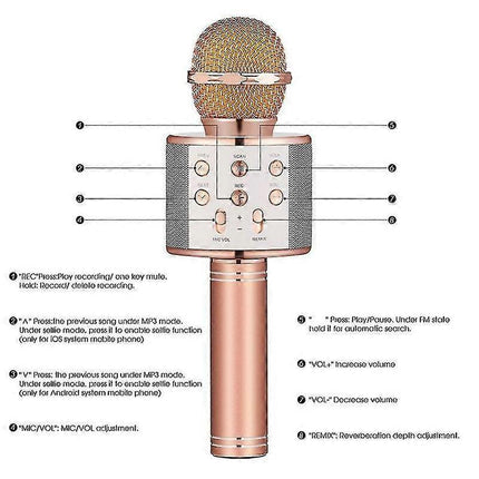 Bluetooth Wireless Microphone - KTV Singing Mic for iPhone, PC, Headset Use