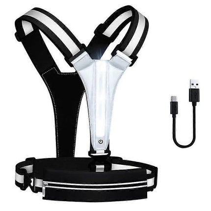 USB LED Running Vest with Belt Bag, Reflective Gear for Runners, Biking, Night Sports