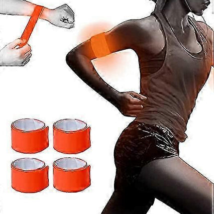 4pcs Reflective Tape Bands, 30cm Orange Wrist & Leg Straps for Night Running or Cycling