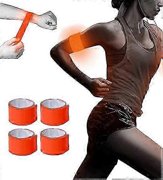 4pcs Reflective Tape Bands 30cm Orange Wrist & Leg Straps for Night Running or Cycling V1263-JX-3854