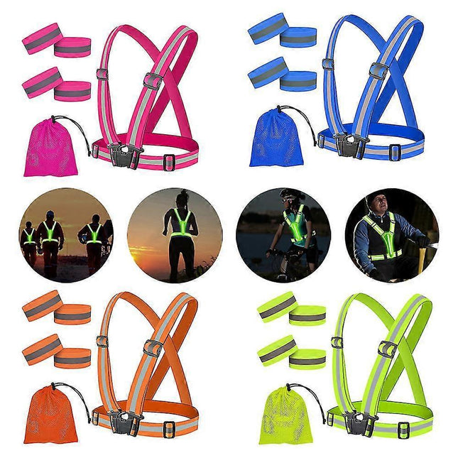 2 Set Reflective Vest for Night Running Outdoor High Visibility security Vest Gear V1263-JX-3855