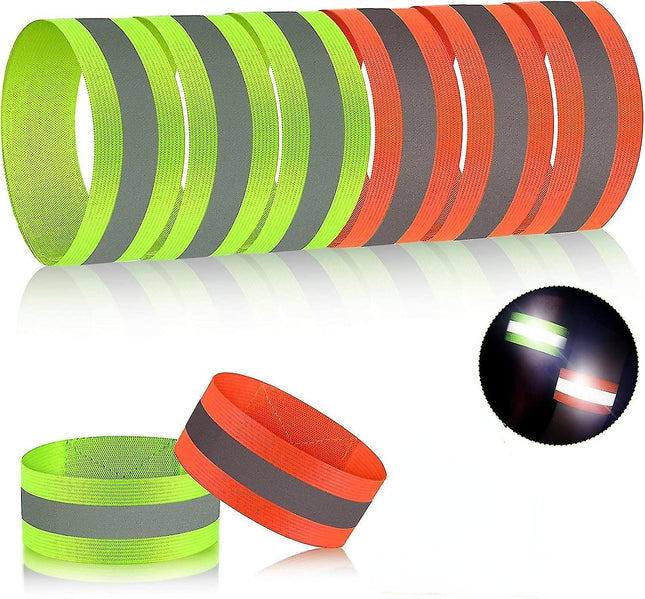 8 Pcs Reflective Bands High Visibility Wrist & Ankle Straps for Walking or Running V1263-JX-3878