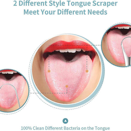 4PCS Stainless Steel Tongue Scrapers, Metal Oral Cleaner for Bad Breath - Family Pack