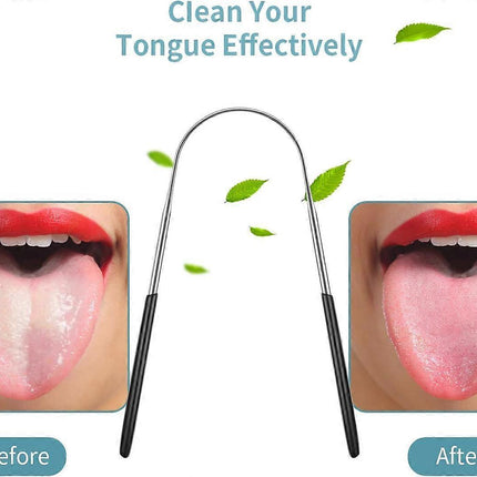 4PCS Stainless Steel Tongue Scrapers, Metal Oral Cleaner for Bad Breath - Family Pack