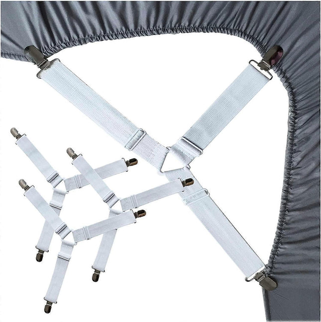 4PCS Bed Sheet Holder Straps Sheet Stay Keeper Clips Fasteners for Fitted Sheets V1263-JX-3893