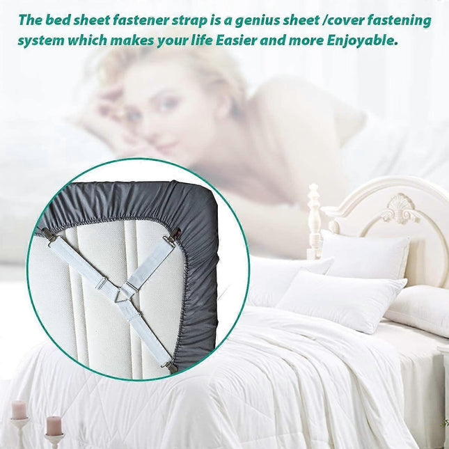 4PCS Bed Sheet Holder Straps Sheet Stay Keeper Clips Fasteners for Fitted Sheets – product detail