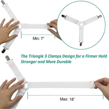 4PCS Bed Sheet Holder Straps, Sheet Stay Keeper Clips, Fasteners for Fitted Sheets