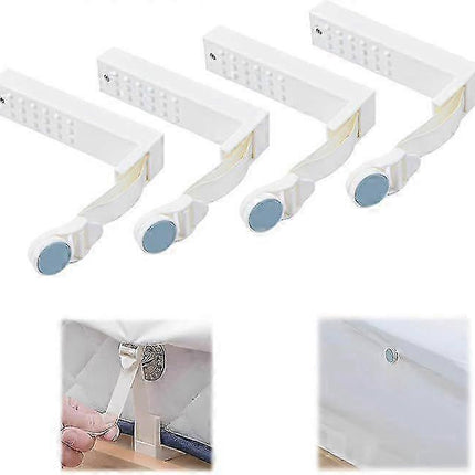 4PCS Adjustable Bed Sheet Clips, Universal Suspenders and Fasteners for Tight Fit