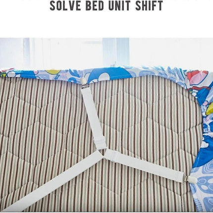 6-Way White Adjustable Bed Sheet Holder Straps, Fit Twin/Full/Queen/King