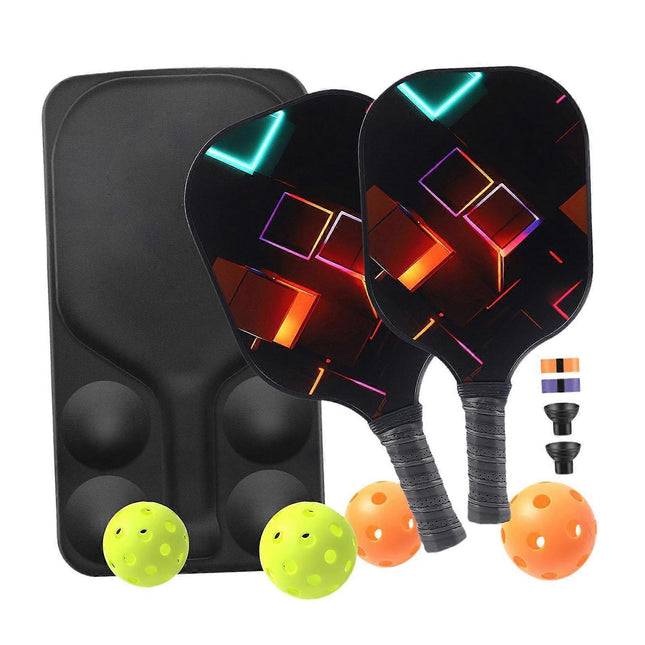 Pickleball Rackets Set with Ergonomic Fiberglass Grip Gym Gift for Adults V1263-JX-4120
