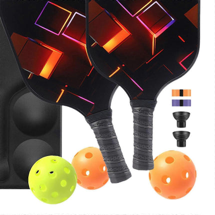 Pickleball Rackets Set with Ergonomic Fiberglass Grip, Gym Gift for Adults