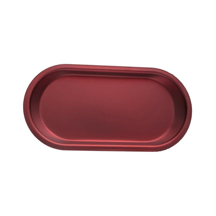 Storage Tray Mini Portable Oval Stainless Steel Towel Tray for Household-Red L