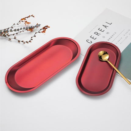Storage Tray Mini Portable Oval Stainless Steel Towel Tray for Household-Red L