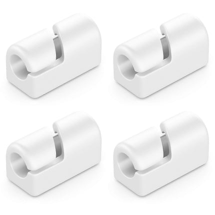 4-Pack White Cable Holders Self-Adhesive Clips for Wall Baseboard Cord Organizer
