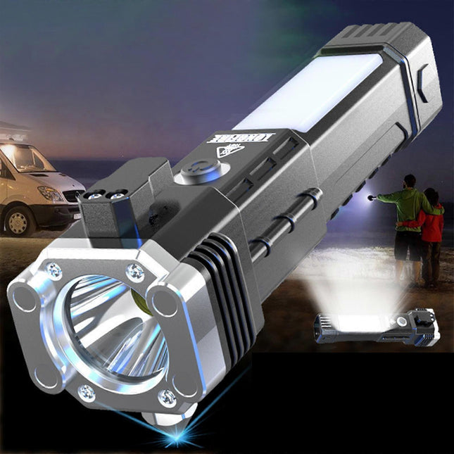 Multifunction Car Flashlight with Window Breaker Rechargeable Emergency Torch – product detail
