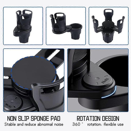 2-in-1 Car Cup Holder Expander - Adjustable Multifunctional Organizer for Travel Use