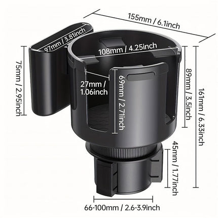 Car Cup Holder Adapter - Bottle and Beverage Organizer Auto Accessory