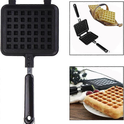 Manual Aluminum Waffle Maker - Handheld Waffle Cooker with Non-Stick Coating and Handle