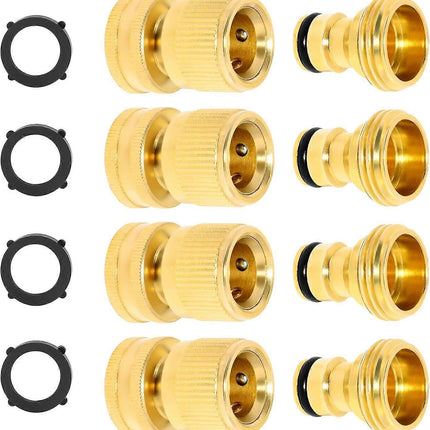 Solid Brass Garden Hose Quick Connect Fittings - Leak-Free Hose Connector Set