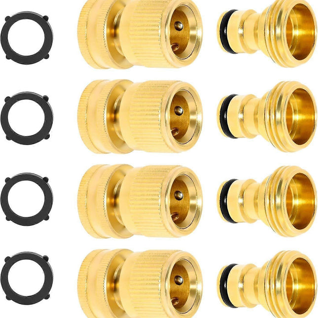 Solid Brass Garden Hose Quick Connect Fittings - Leak-Free Hose Connector Set