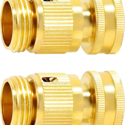 Solid Brass Garden Hose Quick Connect Fittings - Leak-Free Hose Connector Set