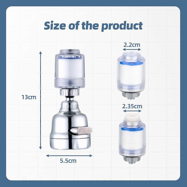 Rotatable Tap Water Filter with 4 Cotton Cartridges 3 Mode Faucet Filter – product detail