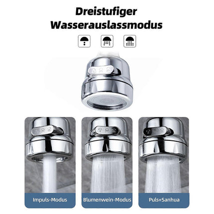Rotatable Tap Water Filter with 4 Cotton Cartridges, 3 Mode Faucet Filter