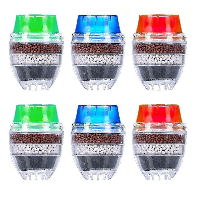 6pcs Mini Faucet Water Filters Activated Carbon Anti-Limescale Round Filters V1263-JX-4626