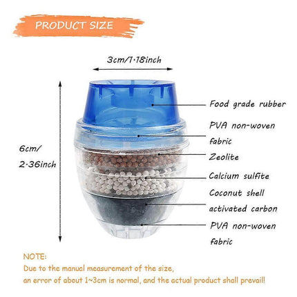 6pcs Mini Faucet Water Filters, Activated Carbon, Anti-Limescale Round Filters