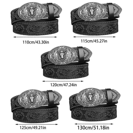 Men's 130cm Fashion Leather Belt with Automatic Buckle, Adjustable Fit