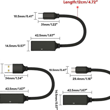 2-in-1 USB & USB-C TF/SD Card Reader Adapter for Laptop, Phone, Tablet