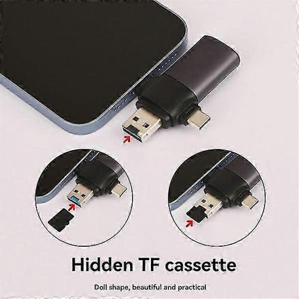 3-in-1 USB-C+USB3.0+SD Card Reader, Multi Card Adapter for Phones and Laptops