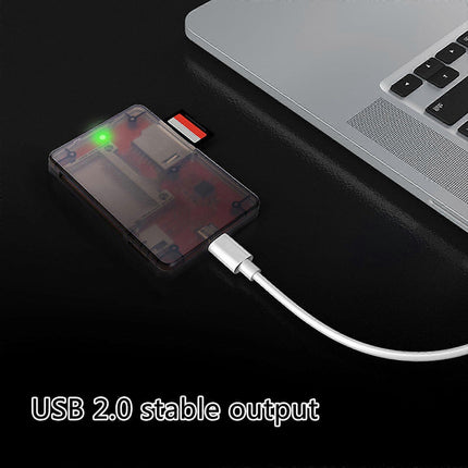 Multi Card Reader Adapter USB 2.0 with Indicator Light for Camera TF SD Cards