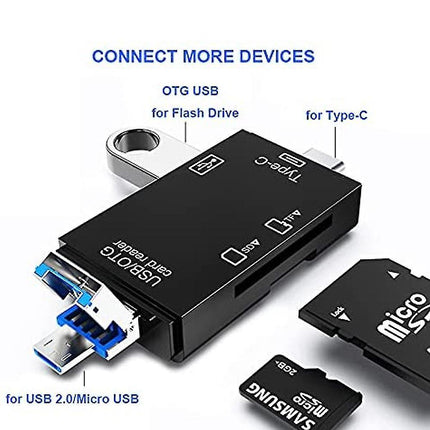 TF/SD Card Reader with USB 2.0, Tri-Connector Memory Card Adapter