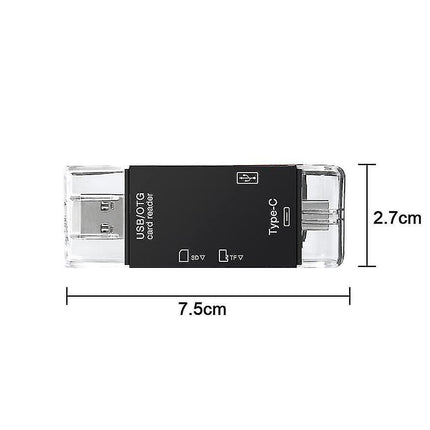 TF/SD Card Reader with USB 2.0, Tri-Connector Memory Card Adapter